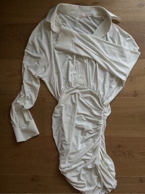 Norma Kamali White Button-Collar Blouse